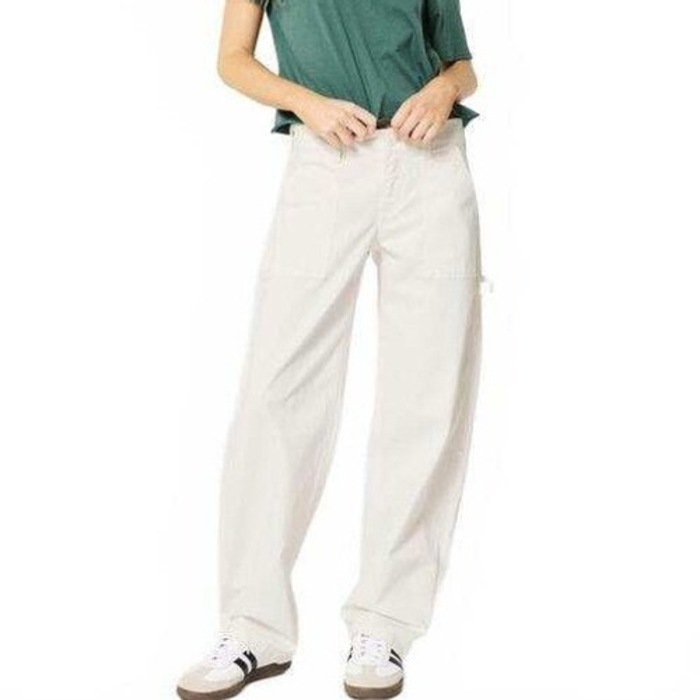 Hollister Low Rise Baggy Cargo Carpenter Pants Women's 14 White 32 Waist Tapered